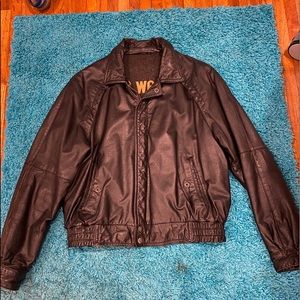 U2 Wear Me Out Vintage Black Leather Bomber Jacket size 38 M